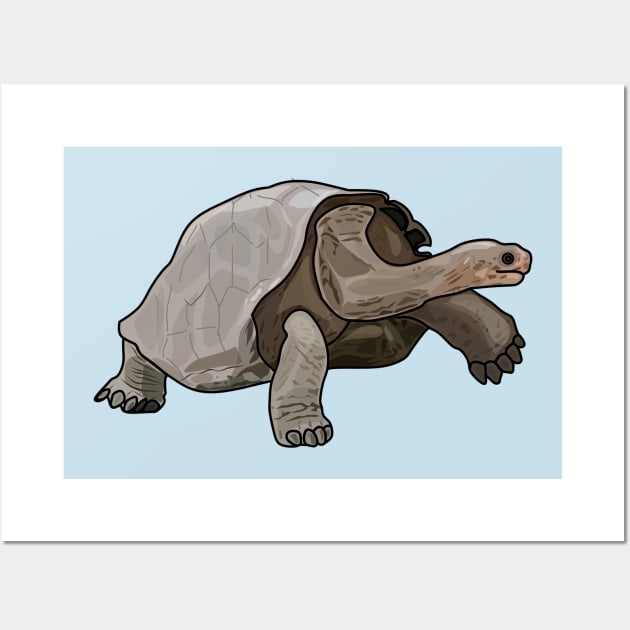 Galapagos tortoise cartoon illustration Wall Art by Miss Cartoon